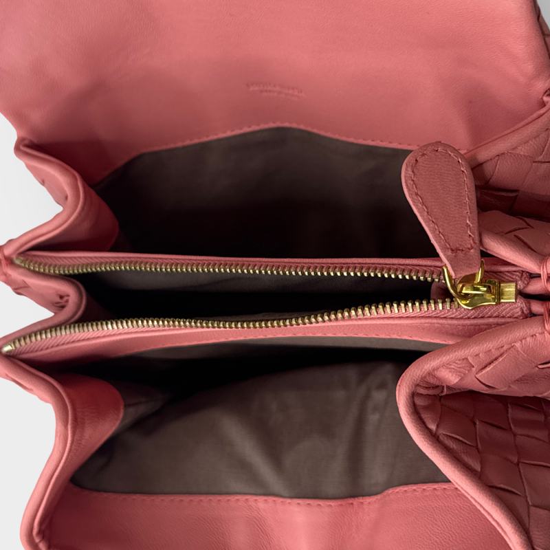 Bottega Veneta Women's Intrecciato Woven Small Pink Leather Clutch Bag
