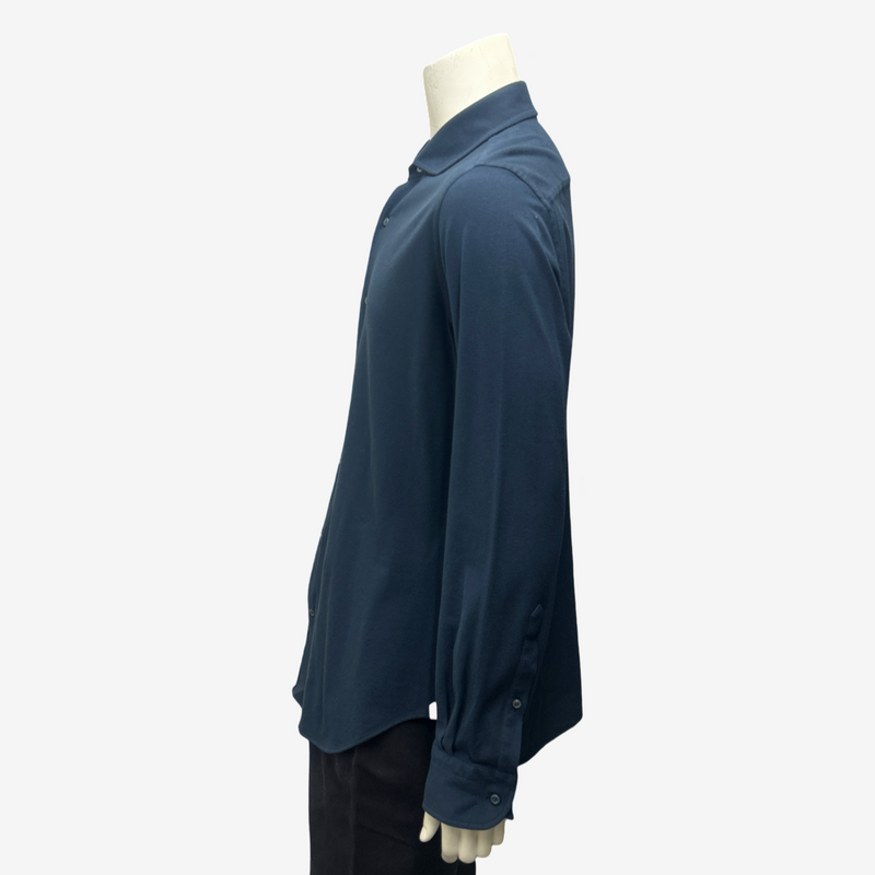 Loro Piana navy blue cotton button-down shirt