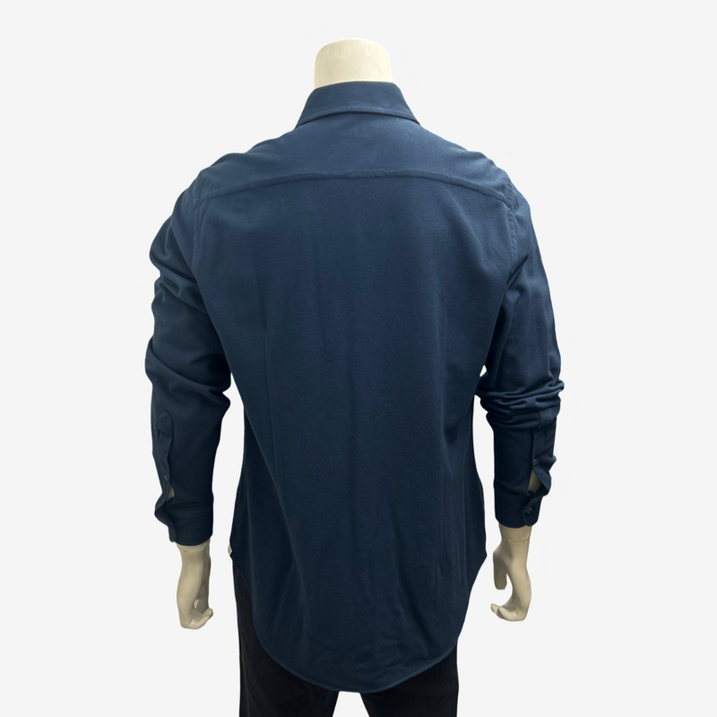 Loro Piana navy blue cotton button-down shirt