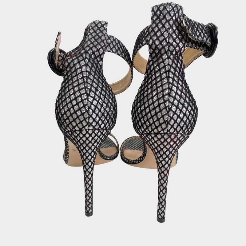 Gianvito Rossi black and silver sandal heels