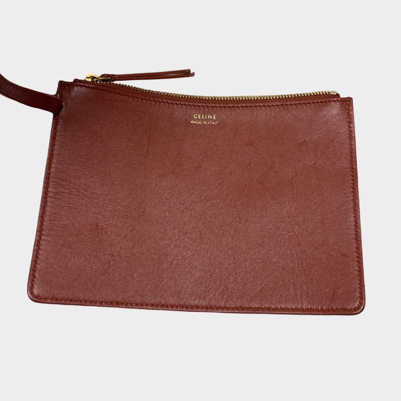 Céline brown zebra print twisted cabas tote with pouch