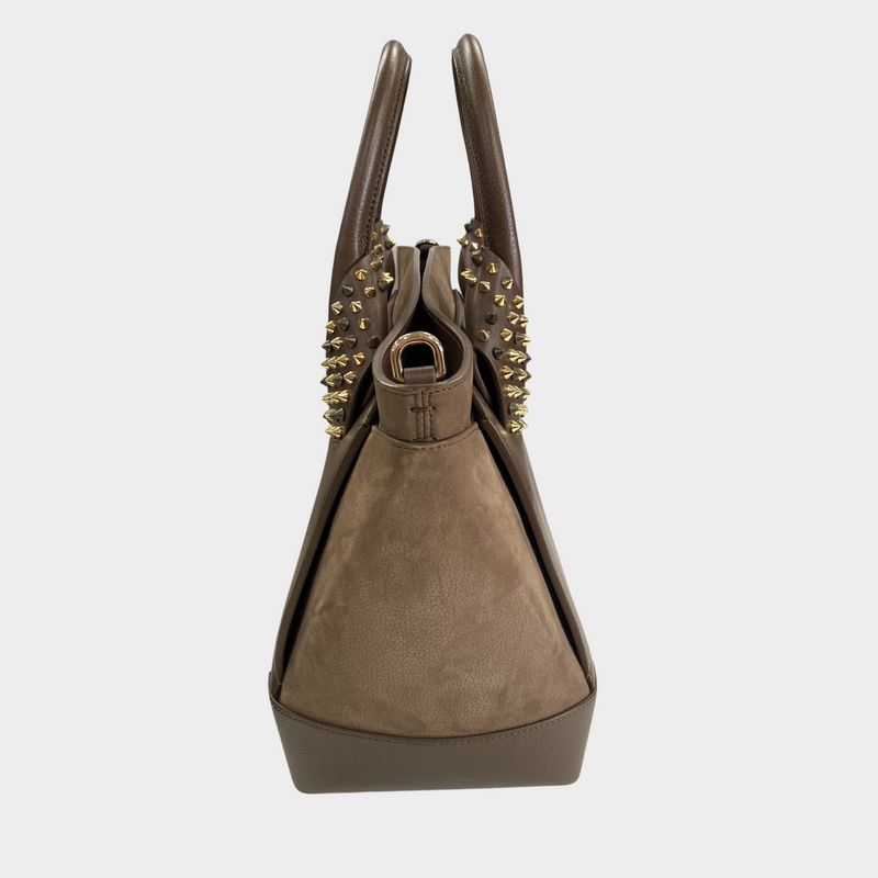Christian Louboutin women's light brown leather studded handbag