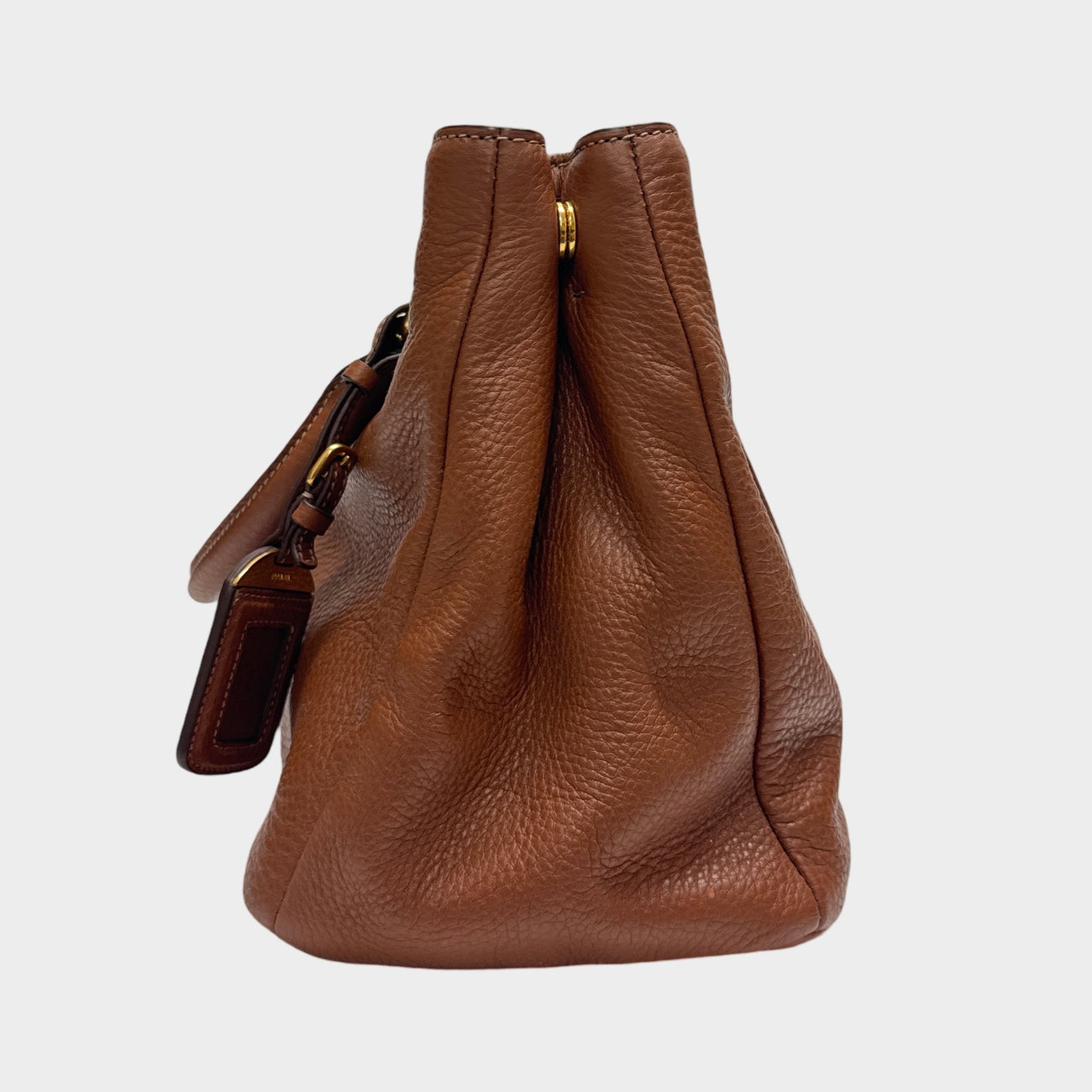 Prada brown leather Vitello Daino middle zip tote – Loop