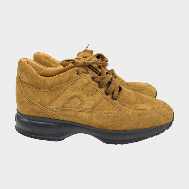 Hogan interactive women's camel suede trainers