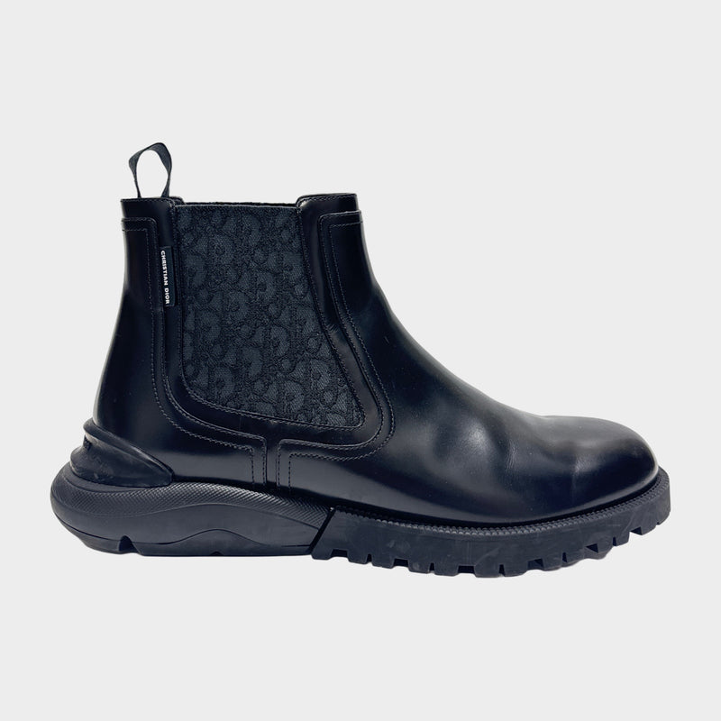 Dior men's oblique print ankle leather boots