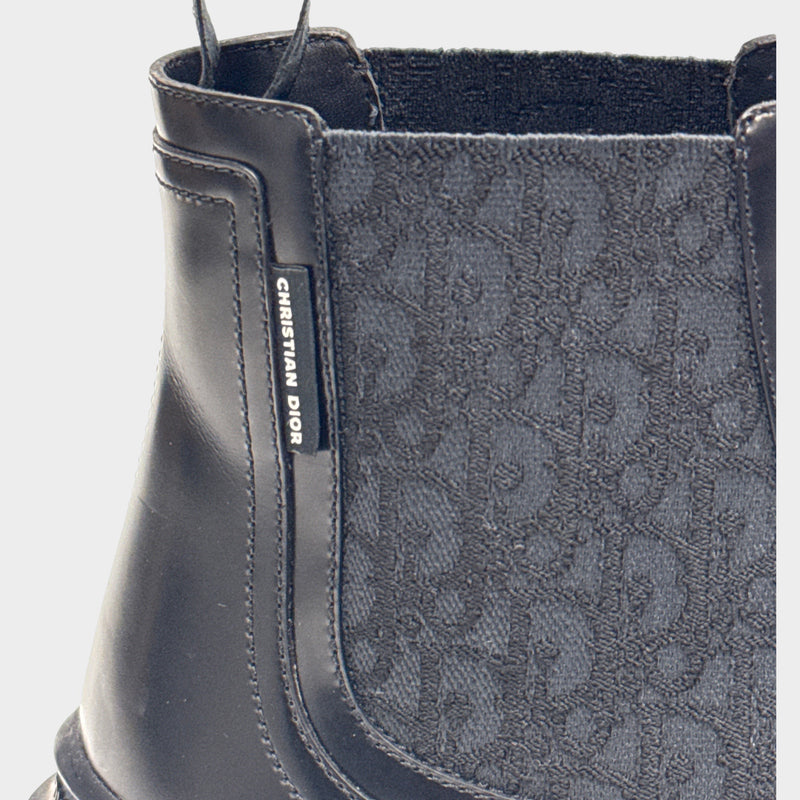 Dior men's oblique print ankle leather boots