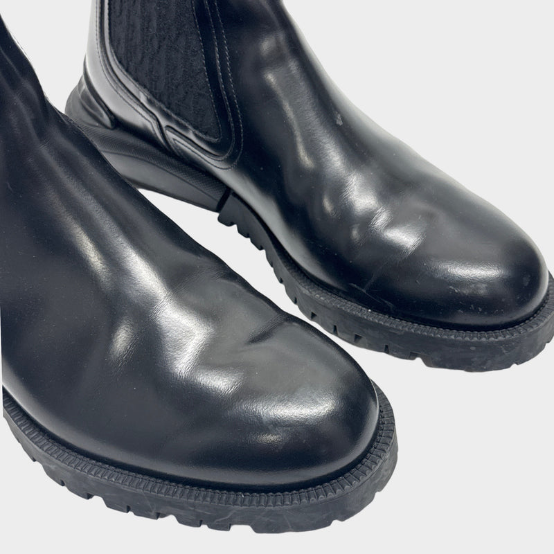 Dior men's oblique print ankle leather boots