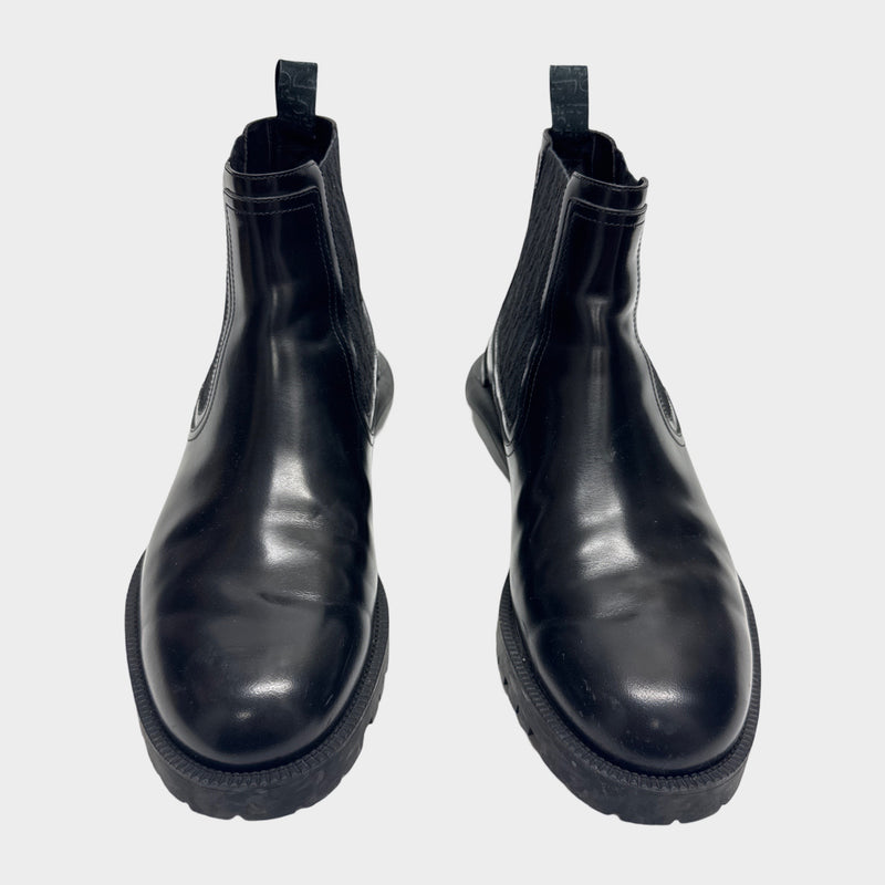 Dior men's oblique print ankle leather boots