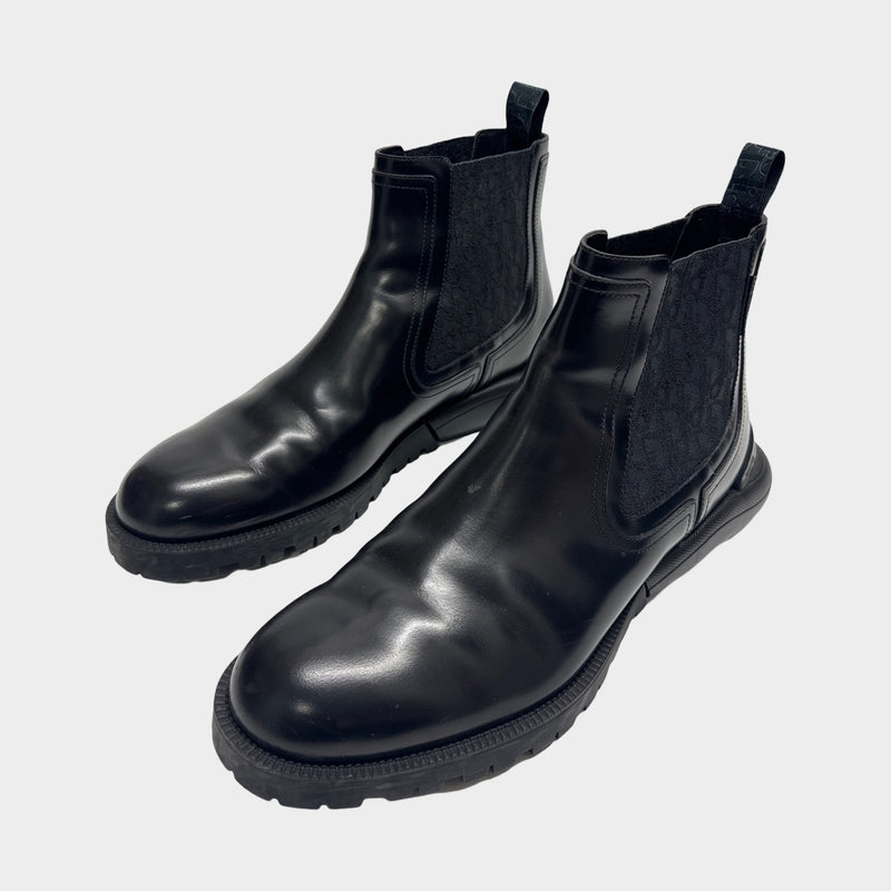 Dior men's oblique print ankle leather boots