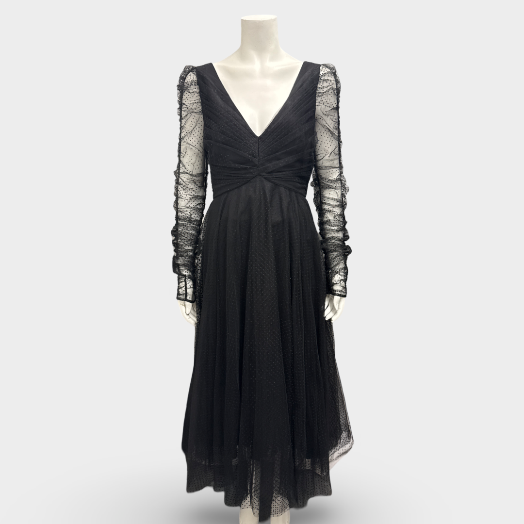 zimmermann ballet tulle midi dress ZIMMERMANN Espionage Ballet Tulle Black Midi Dress – Loop Generation