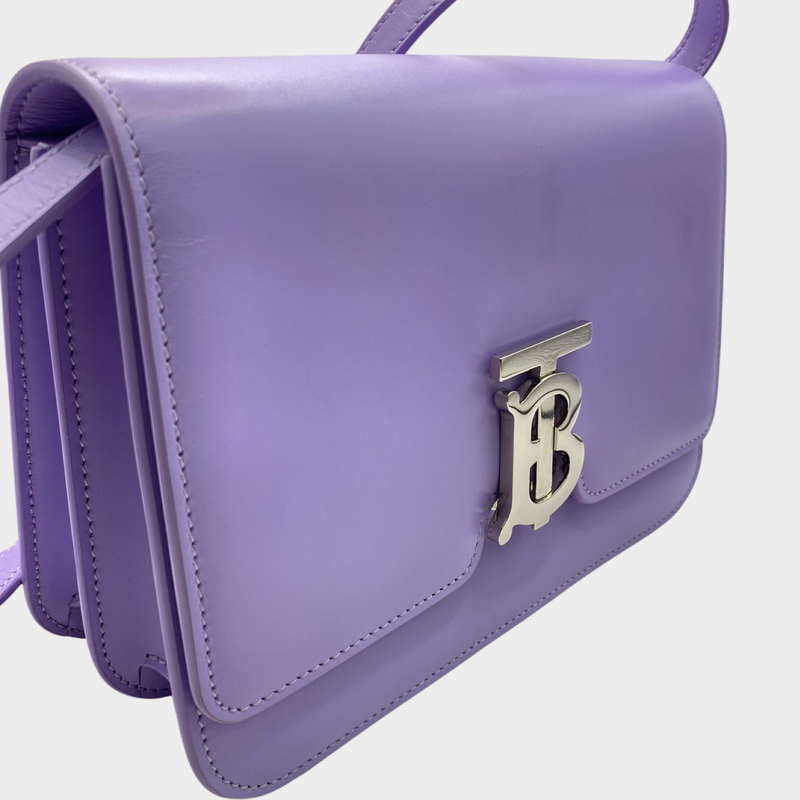 Burberry TB small leather purple shoulder bag