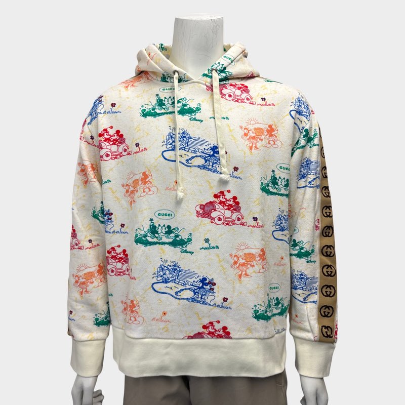 Gucci X Disney men's cream Mickey Mouse print cotton hoodie