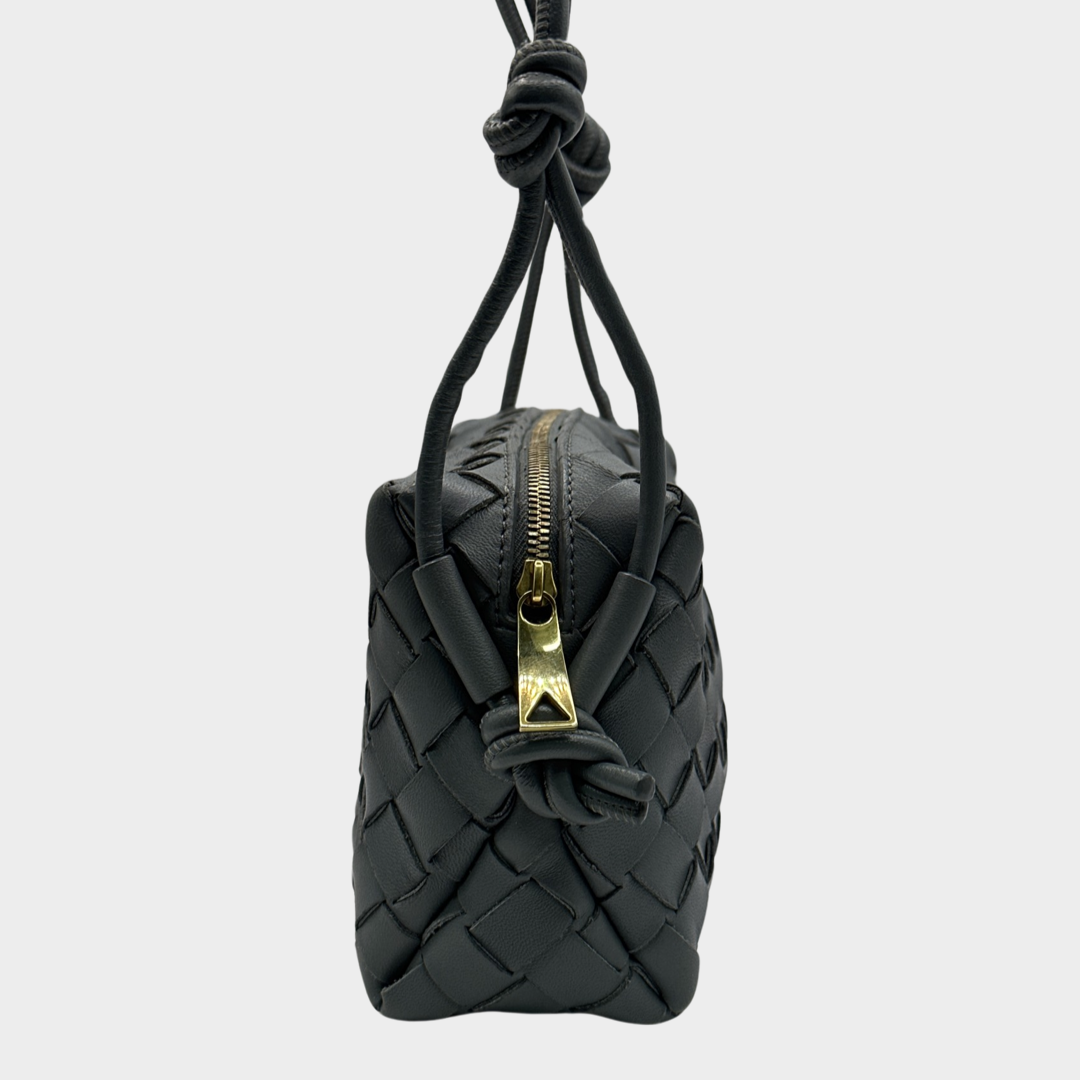 Grey Loop small Intrecciato-leather cross-body bag, Bottega Veneta