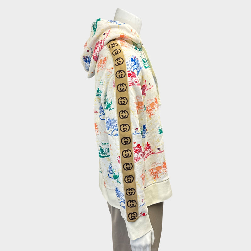 Gucci X Disney men's cream Mickey Mouse print cotton hoodie