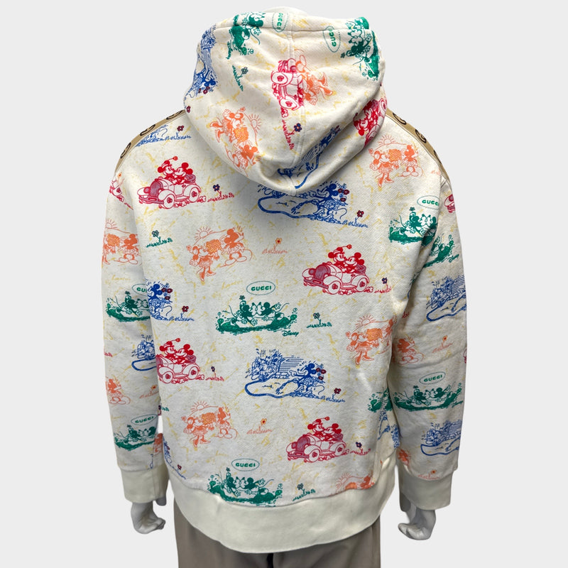 Gucci X Disney men's cream Mickey Mouse print cotton hoodie