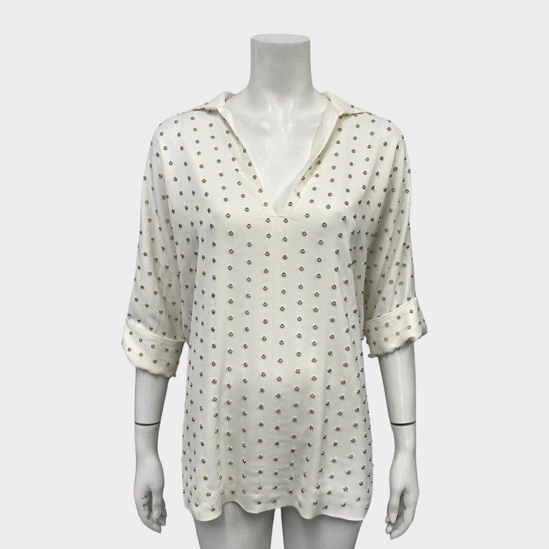 Jay Ahr women's ecru studded blouse