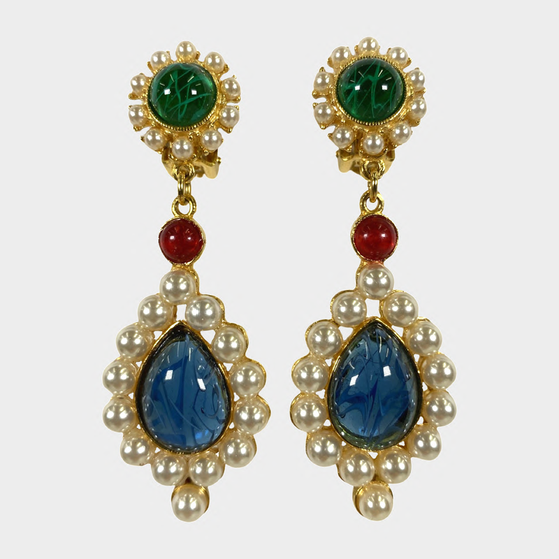 Kenneth Jay Lane gold pearl earrings