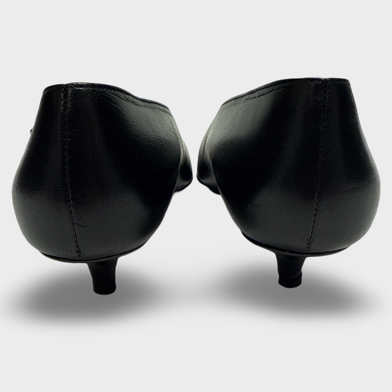 Chanel Women's Kitten-heel Black Leather Pumps