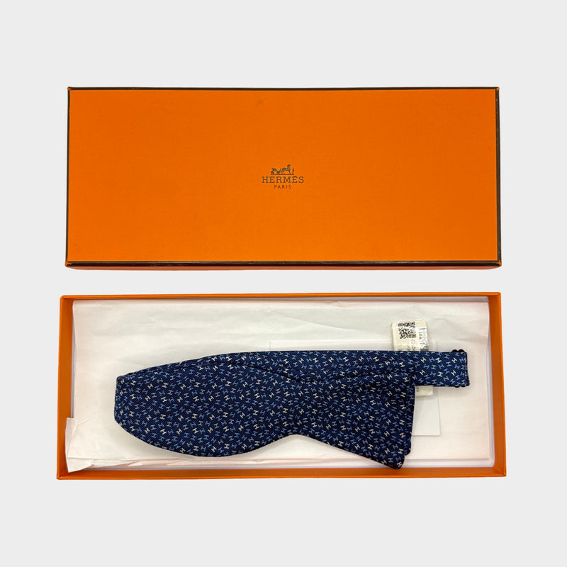 Hermès Blue Logo Bow Tie