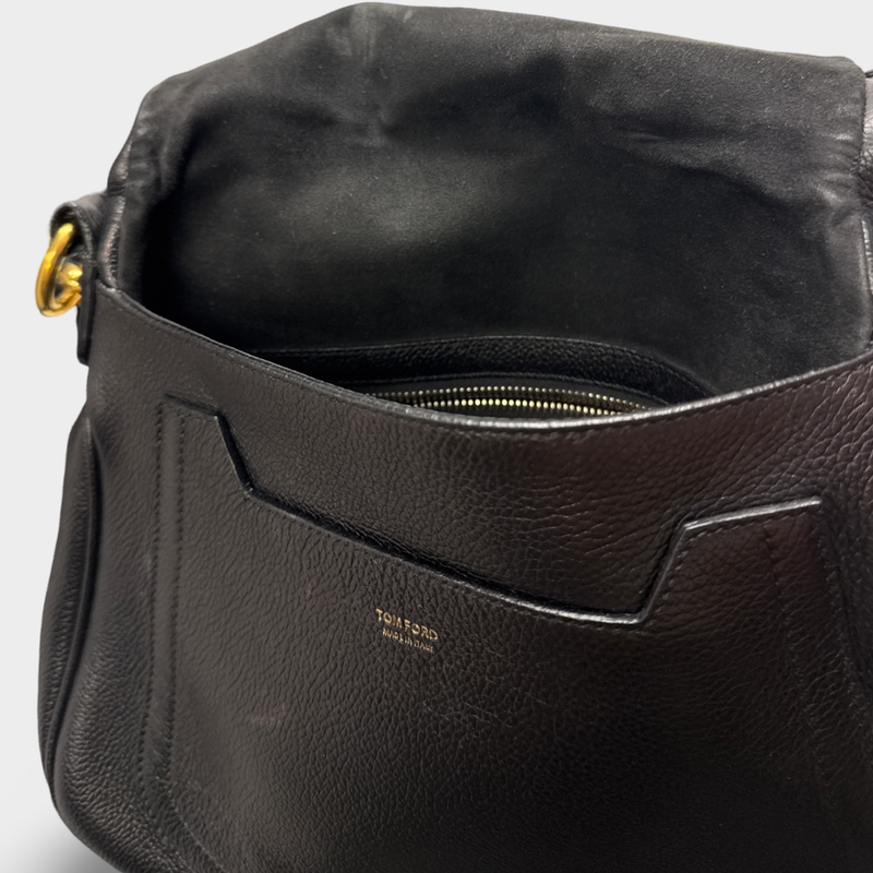 TOM FORD WOMEN'S GRAIN LEATHER JENNIFER BLACK STRAP BAG