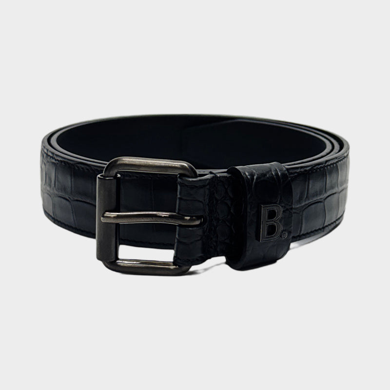 Balenciaga men's Mock Croc black belt