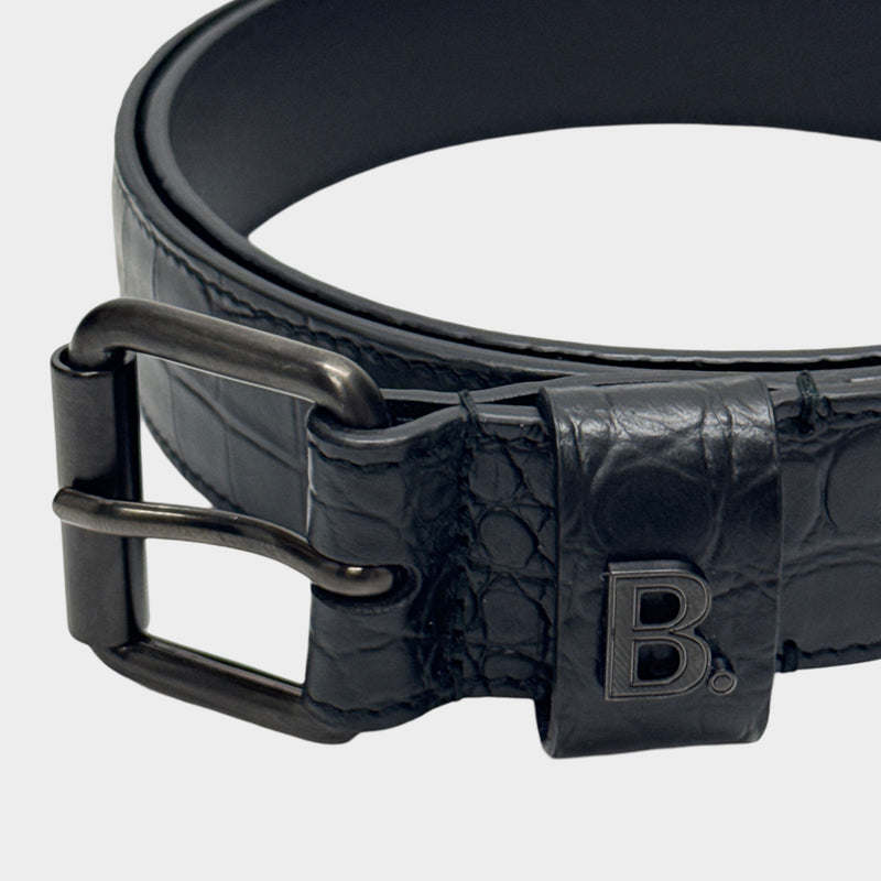 Balenciaga men's Mock Croc black belt