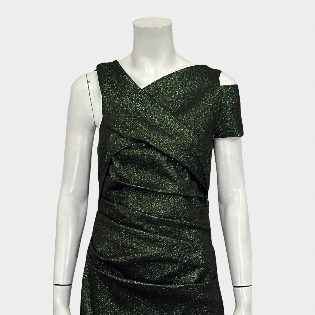 TALBOT RUNHOF shimmering green moss draped maxi dress Loop Generation TALBOT RUNHOF shimmering green moss draped maxi dress Loop Generation