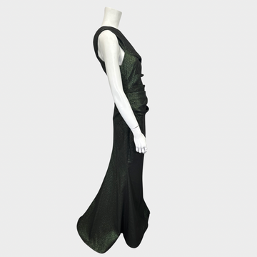 TALBOT RUNHOF shimmering green moss draped maxi dress Loop Generation TALBOT RUNHOF shimmering green moss draped maxi dress Loop Generation