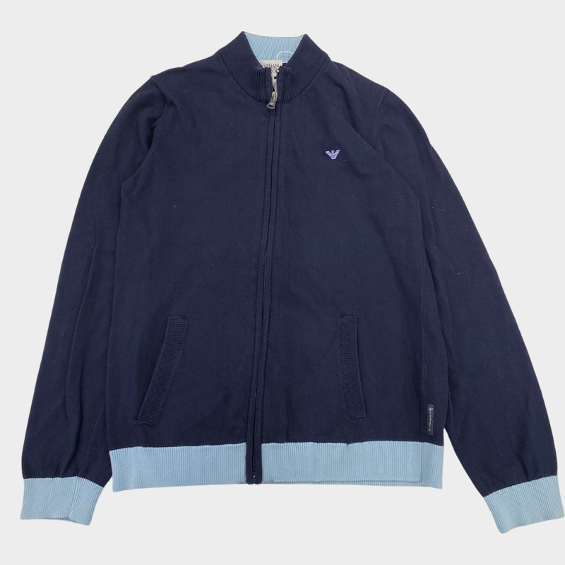 Armani Junior boy's navy blue zip-up jumper