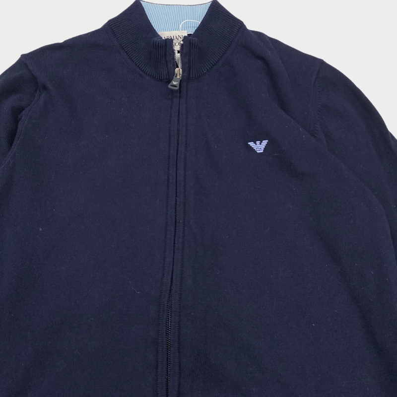 Armani Junior boy's navy blue zip-up jumper