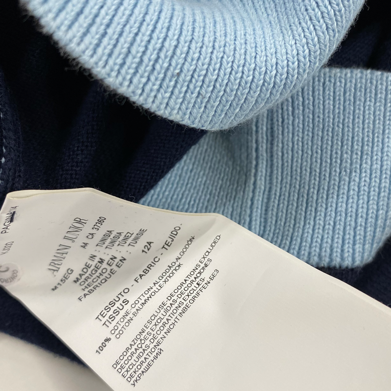 Armani Junior boy's navy blue zip-up jumper