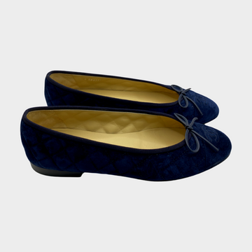 Chanel navy store ballet flats