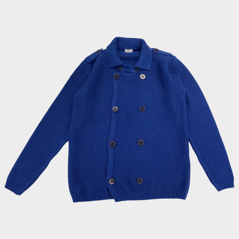 Il Gufo boy's blue cotton knit cardigan with dual buttons