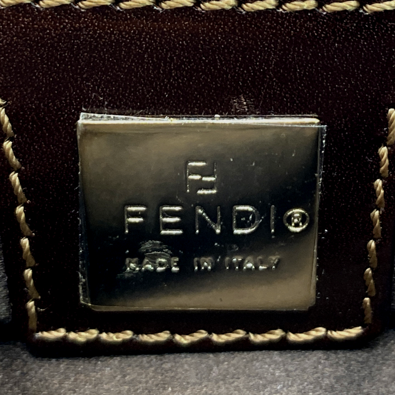 Fendi women's brown beaded baguette handbag