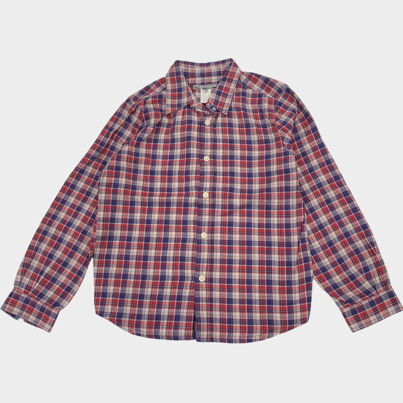 Bonpoint boy's checked purple cotton shirt