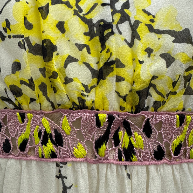Giambattista Valli White Long Floral Silk Dress