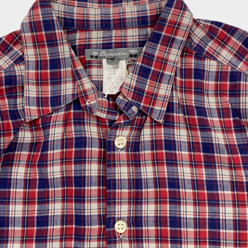 Bonpoint boy's checked purple cotton shirt