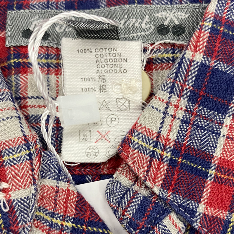 Bonpoint boy's checked purple cotton shirt