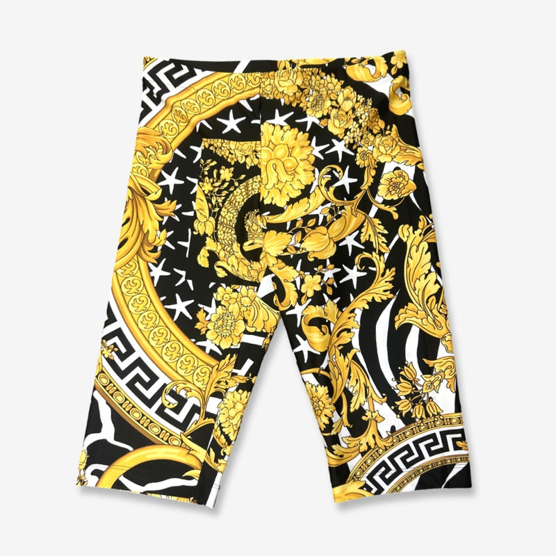 Versace Women's Black and Gold Baroque Printed Leggings