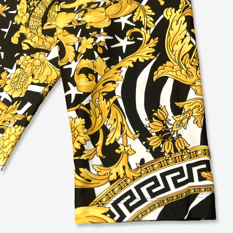 Versace Women's Black and Gold Baroque Printed Leggings