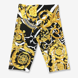 Versace Women's Black and Gold Baroque Printed Leggings