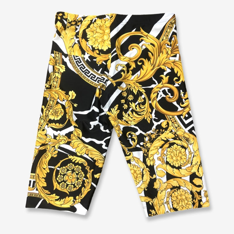 Versace Women's Black and Gold Baroque Printed Leggings