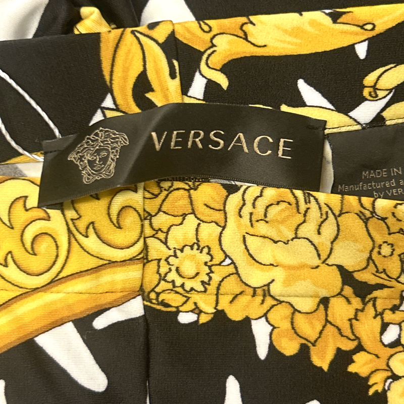 Versace Women's Black and Gold Baroque Printed Leggings