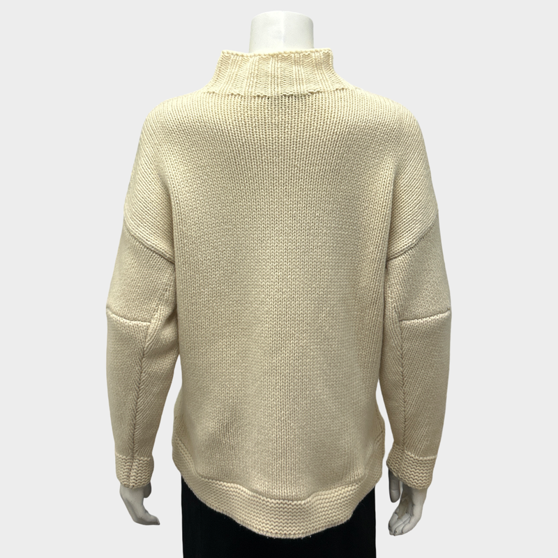 Alexander Mcqueen Women's Ecru Wool Knit Turtleneck Jumper