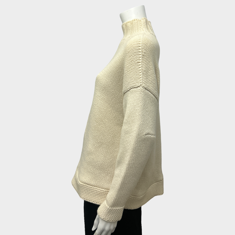 Alexander Mcqueen Women's Ecru Wool Knit Turtleneck Jumper
