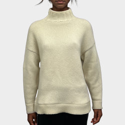 Alexander Mcqueen Women's Ecru Wool Knit Turtleneck Jumper