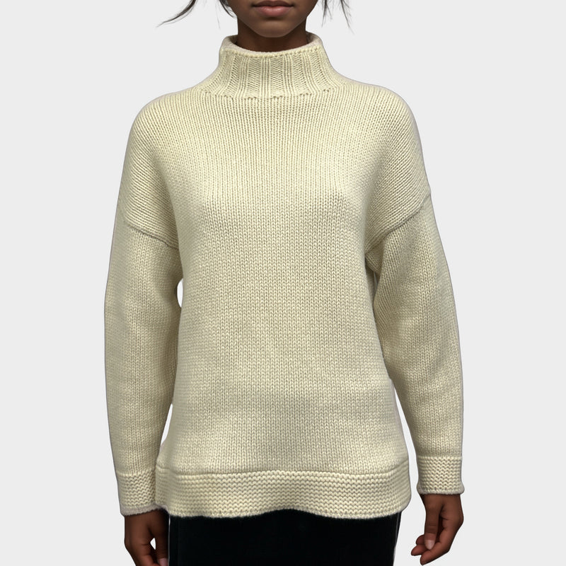 Alexander Mcqueen Women's Ecru Wool Knit Turtleneck Jumper