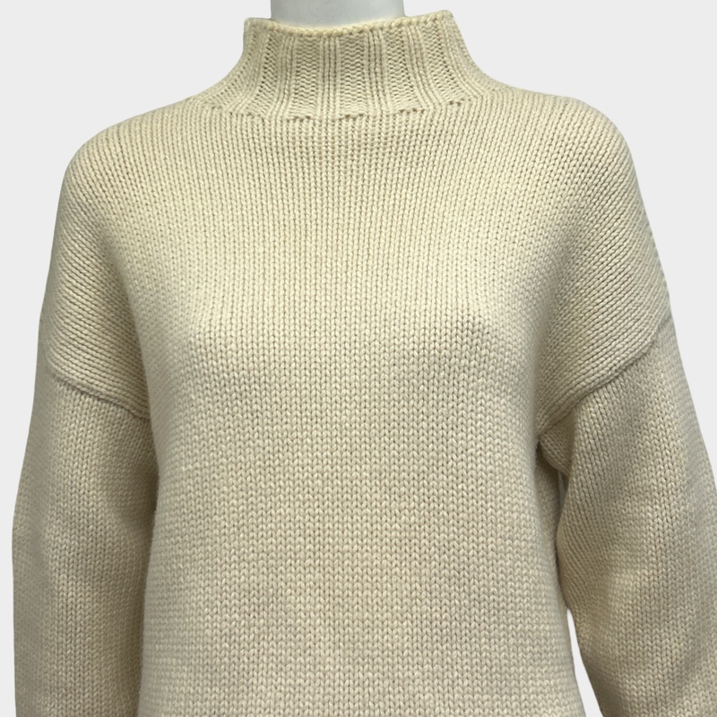 Alexander Mcqueen Women's Ecru Wool Knit Turtleneck Jumper