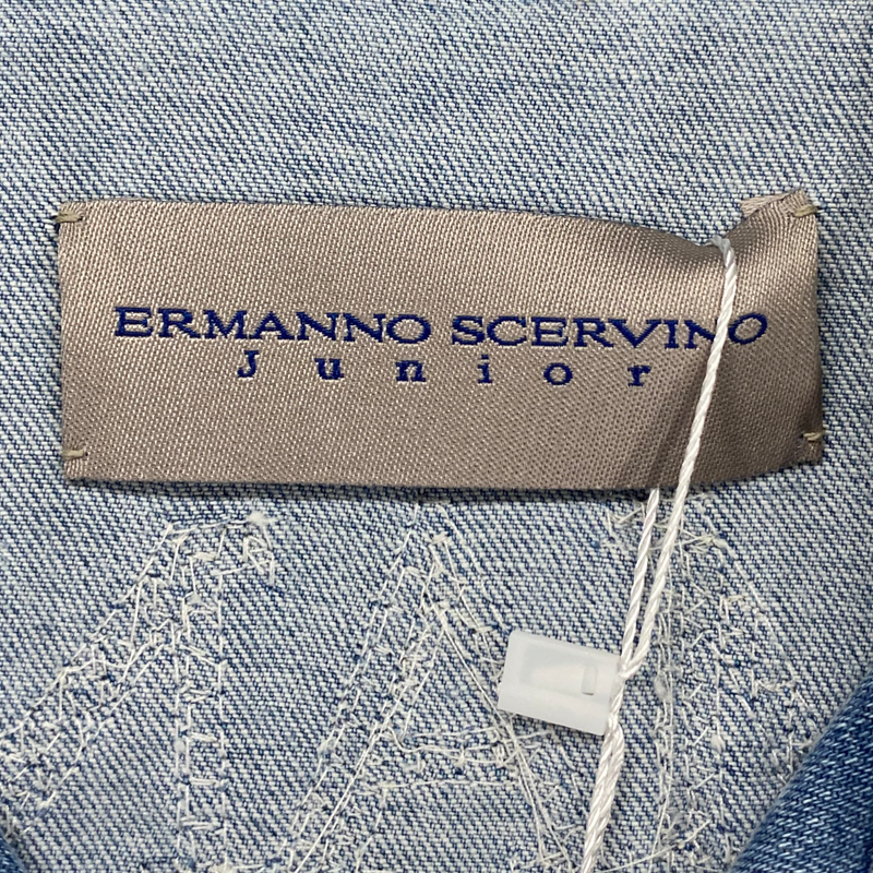 Ermano Scervino girl's light wash denim jacket with diamante logo