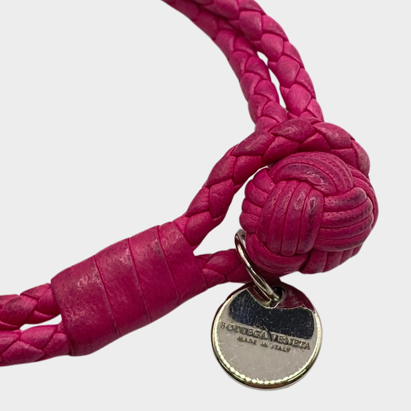 Bottega Veneta women's pink intrecciato double bracelet